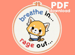 Photo of Aggretsuko breath in cross stitch pattern