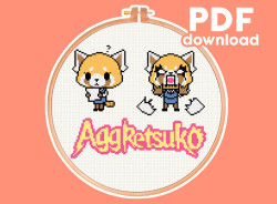 Photo of Aggretsuko cross stitch pattern