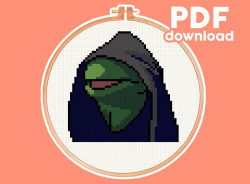 Photo of Dark Kermit cross stitch pattern