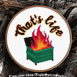 Photo of Dumpster Fire cross stitch pattern