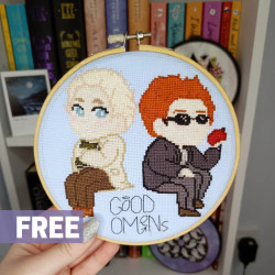 Photo of Good Omens Chibi cross stitch pattern