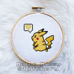 Photo of Happy Heart Pikachu cross stitch pattern