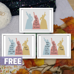 Photo of Schuyler Sisters cross stitch pattern