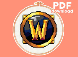 Photo of WOW emblem cross stitch pattern